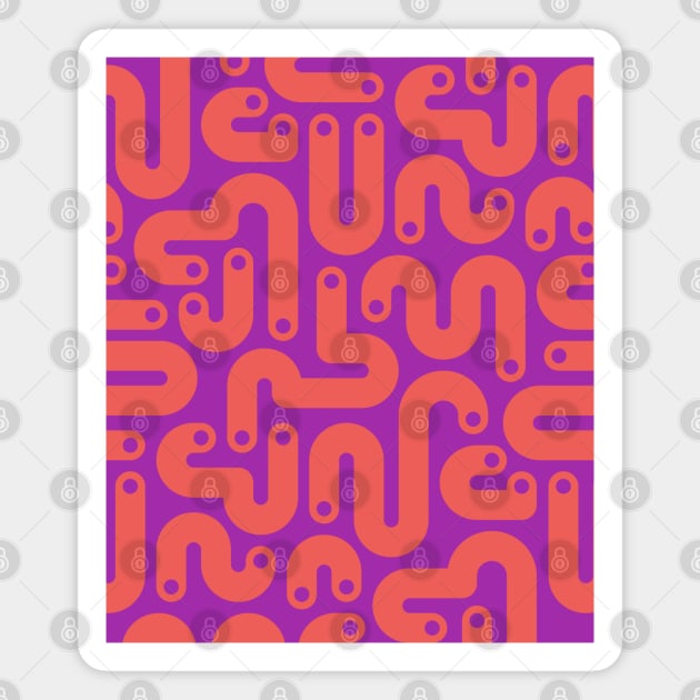 JELLY BEANS Squiggly New Wave Postmodern Abstract 1980s Geometric in Coral Orange with Bright Purple Dots - UnBlink Studio by Jackie Tahara Magnet by UnBlink Studio by Jackie Tahara